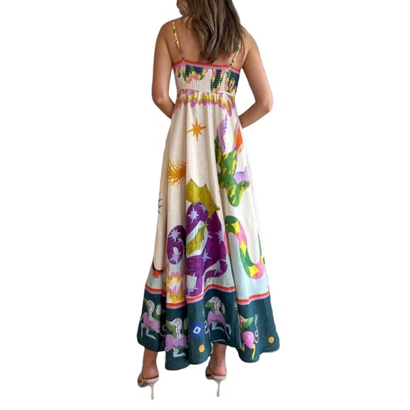 Boho Dragon, Snake, and Heart Print Maxi Dress - Picture 6 of 10